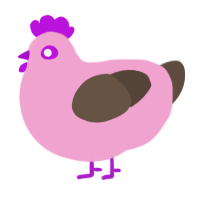 A pink and bark chicken