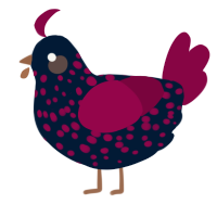 A tumblr and maroon chicken with a speckle pattern