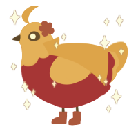 A crimson and orange chicken with a head pattern