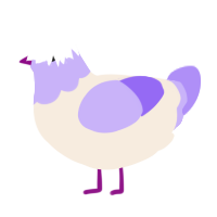 A cream and lilac chicken with a head pattern