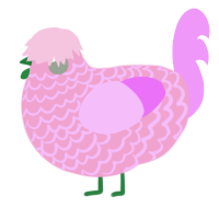 A pink and lavender chicken with a lace pattern