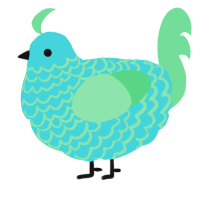 A aqua and spring chicken with a lace pattern