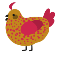 (unnamed), a ochre and crimson chicken with a speckle pattern