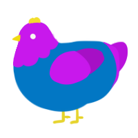 A sapphire and amethyst chicken with a head pattern