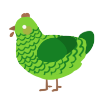 A grass and leaf chicken with a lace pattern