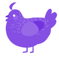 Bloop, a blurple chicken with a half-lace pattern