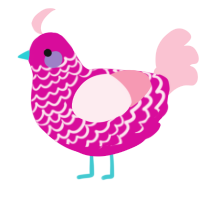 A fuchsia and rose chicken with a lace pattern