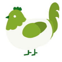 A white and chartreuse chicken with a head pattern