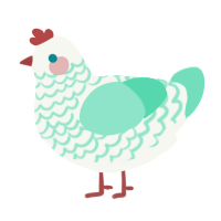 A white and mint chicken with a lace pattern