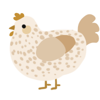 A cream and beige chicken with a speckle pattern
