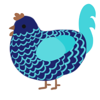 A navy and aqua chicken with a lace pattern