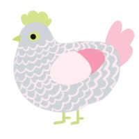 Iron, a mist and rose chicken with a lace pattern