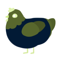 A tumblr and olive chicken with a head pattern