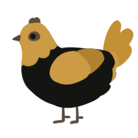 A black and gold chicken with a head pattern