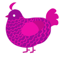 A plum and fuchsia chicken with a lace pattern