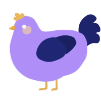 A lilac and navy chicken