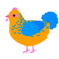 A ochre and sapphire chicken with a half-lace pattern