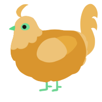 A orange and honey chicken with a head pattern