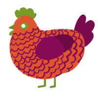 A vermilion and wine chicken with a lace pattern