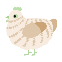A cream and beige chicken with a bar pattern