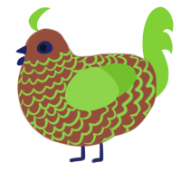 Friendshape, a russet and grass chicken with a lace pattern