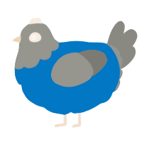 A sapphire and ash chicken with a head pattern