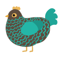 A bark and turquoise chicken with a lace pattern