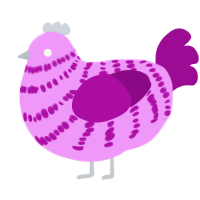 A lavender and plum chicken with a bar pattern