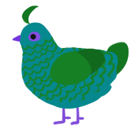 A teal and leaf chicken with a lace pattern