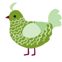 A chartreuse and gluppy chicken with a lace pattern