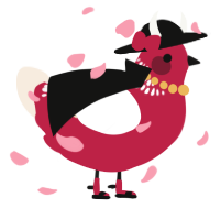 A crimson and cream chicken with a neck-band pattern