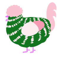A leaf and rose chicken with a bar pattern