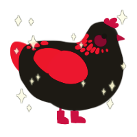 The Red Siren, a sable and crimson chicken with a neck-speckle pattern
