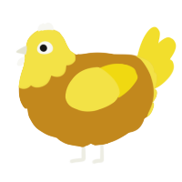 A ochre and yellow chicken with a head pattern
