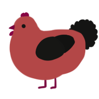 A red and black chicken