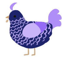 Punk Ahh, a navy and lilac chicken with a lace pattern
