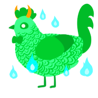 Loki of Asgard, a spring and viridian chicken with a double-lace pattern