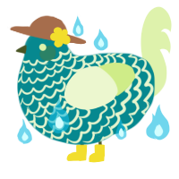 A teal and apple chicken with a lace pattern