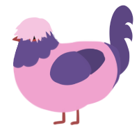 Lavender, a pink and overcast chicken with a head pattern