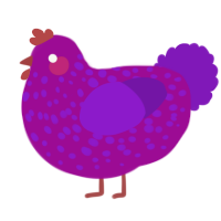 A plum and violet chicken with a speckle pattern
