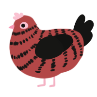 Barbecue Sauce, a red and black chicken with a bar pattern