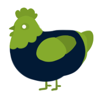 A tumblr and chartreuse chicken with a head pattern