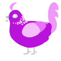 A amethyst and lavender chicken with a neck-speckle pattern
