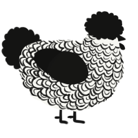 Slate, a white and black chicken with a double-lace pattern