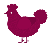 A maroon chicken with a lace pattern