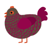A bark and maroon chicken with a lace pattern
