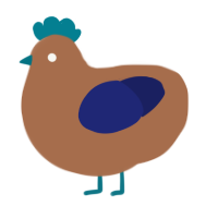 A brown and navy chicken