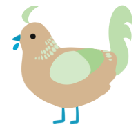 A beige and gluppy chicken with a neck-band pattern