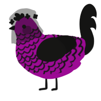 A plum and black chicken with a lace pattern
