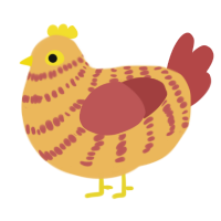 A honey and red chicken with a bar pattern